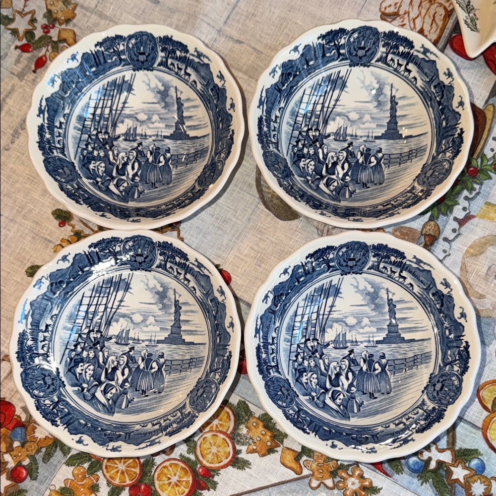 J&G Meakin American Hurrah Set of Bowls (4) Coupe Cereal, Statue of Liberty